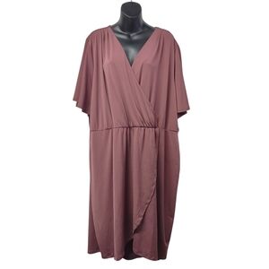 Maurices 24/7 Women's 3X Rust Wrap Surplice V-Neck Midi Dress Plus Size NWT